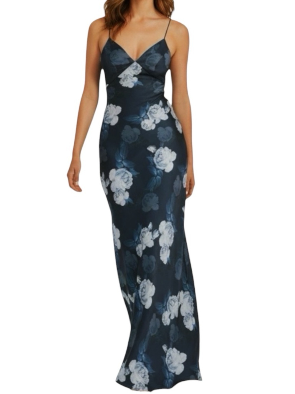 NWT SACHIN + BABI Midnight Glacial Rose Sleeveless Deep V-Neck Alta Gown Size 6